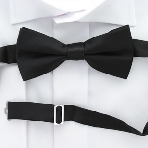 Bow Tie, Black Satin Formal (Ready Tied)