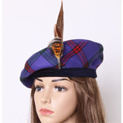 Beret, Ladies, With Feather, Montgomery Tartan