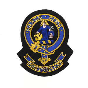 Clan Crest Badge, Hand Embroidered, Clan Montgomery