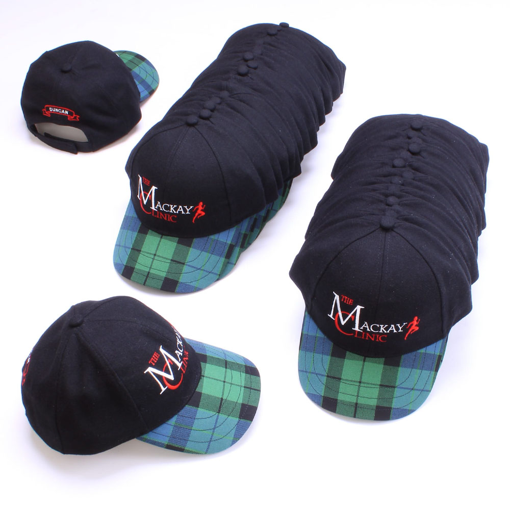 Corporate Tartan Caps with embroidered logo
