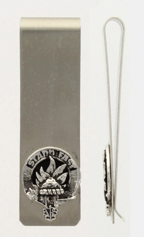 Grant Clan Crest Money Clip - Front and Side View