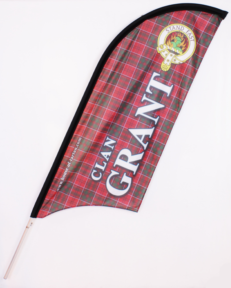 Feather Flag - Grant Tartan & Crest