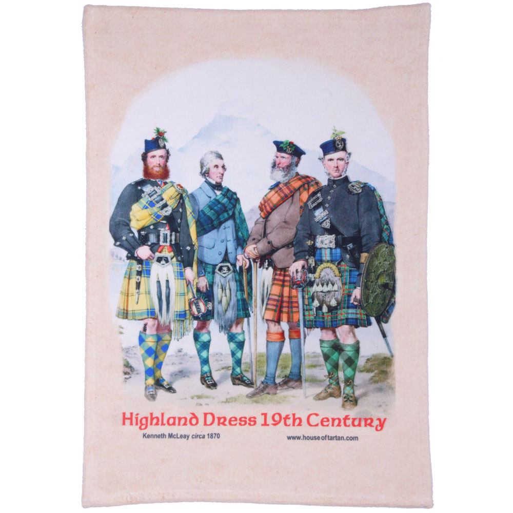 Hand Towel, Tea Towel, 19th Century Highland Dress
