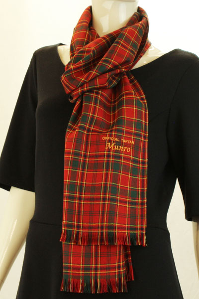 Extra Long Scarf with OFFICIAL TARTAN embroidery - Munro Modern Tartan