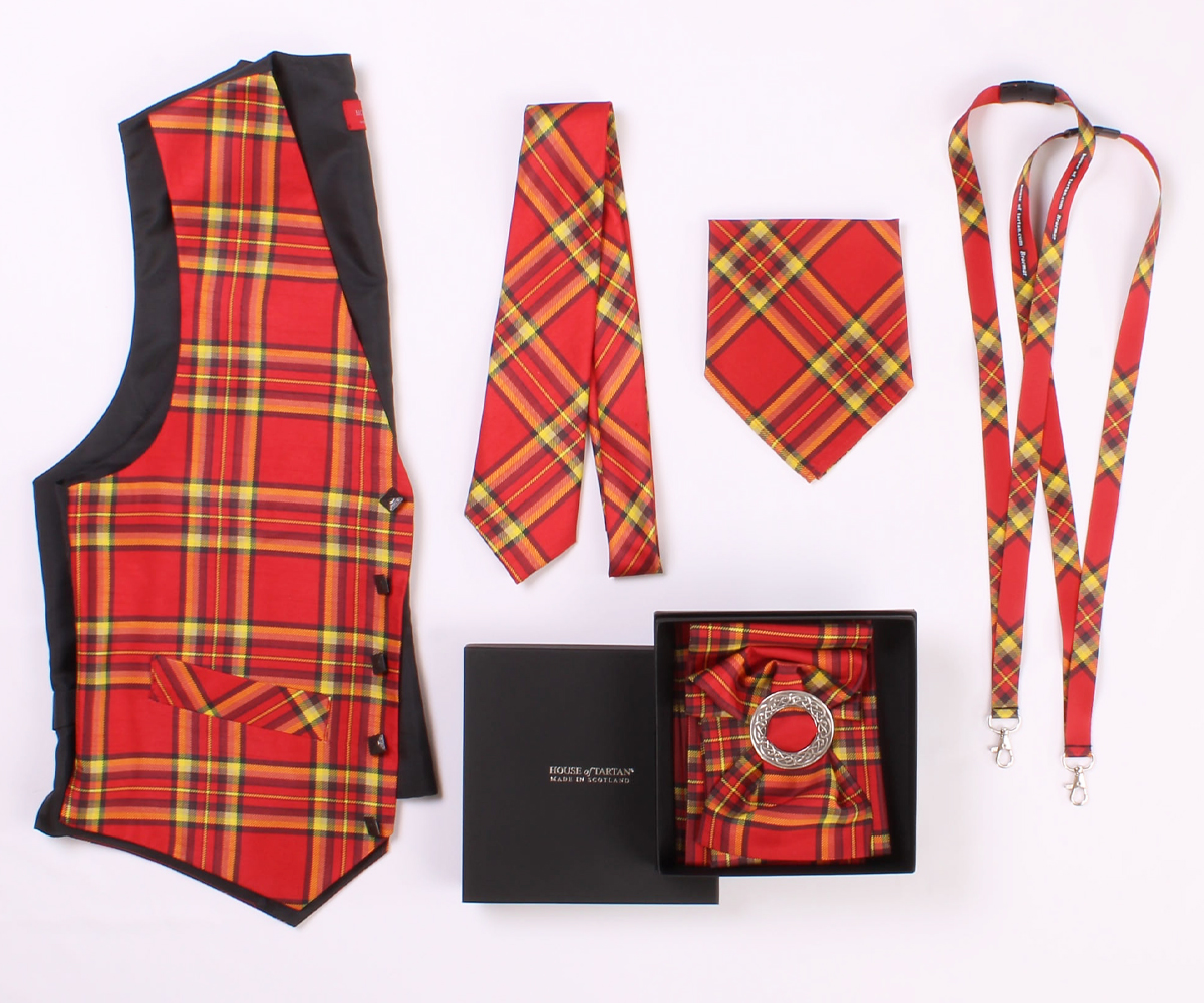 Selection of products made with Braemar Special Weave Tartan