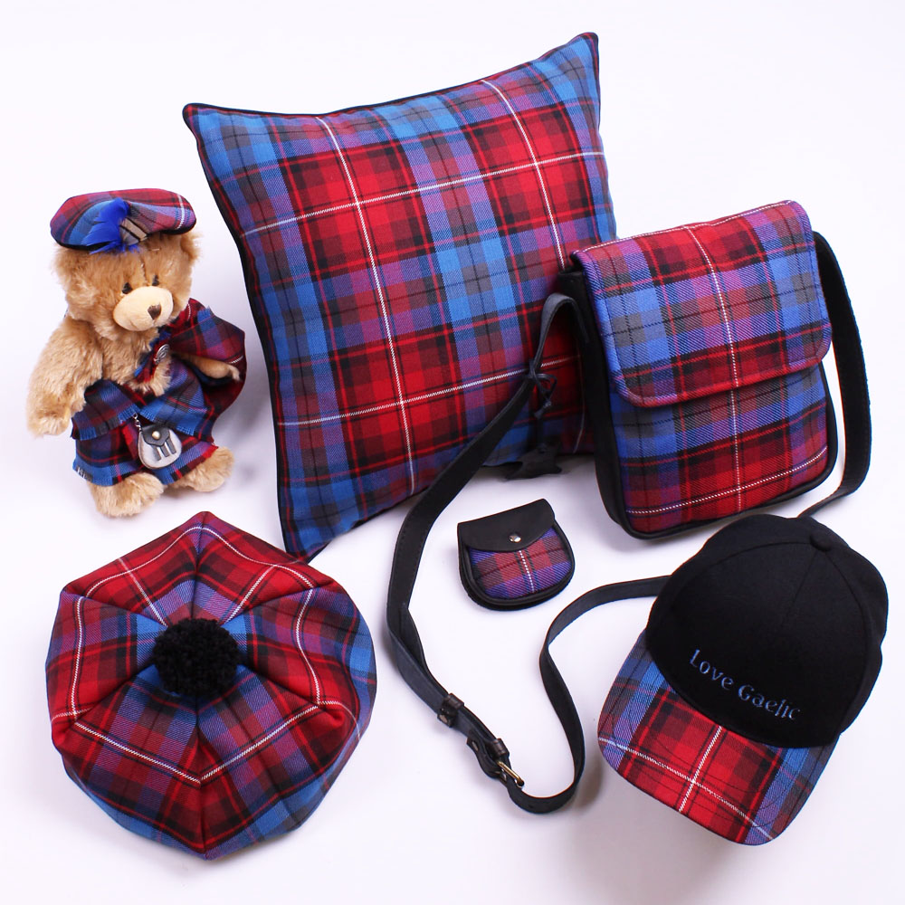 Selection of products made with Love Gaelic Special Weave Tartan