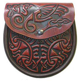 Sporran, Celtic Leather, Celtic Bird