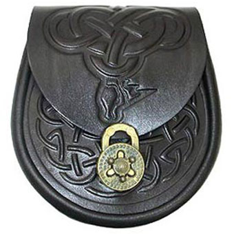 Sporran, Celtic Leather, Celtic Dragon
