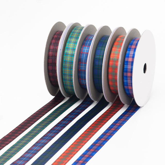Tartan Ribbon, Sateen Polyester, 15mm