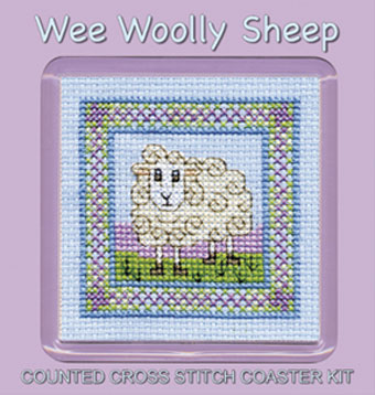 Crafts, Cross Stitch Coaster Kit, Wee Wooly Sheep